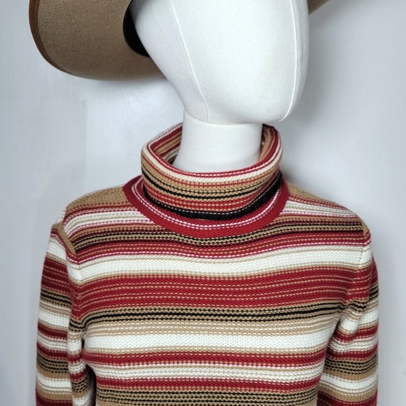 Vintage Talbots Petites Striped Turtleneck Sweater Small Fall Retro Y2K Fall - Picture 3 of 9